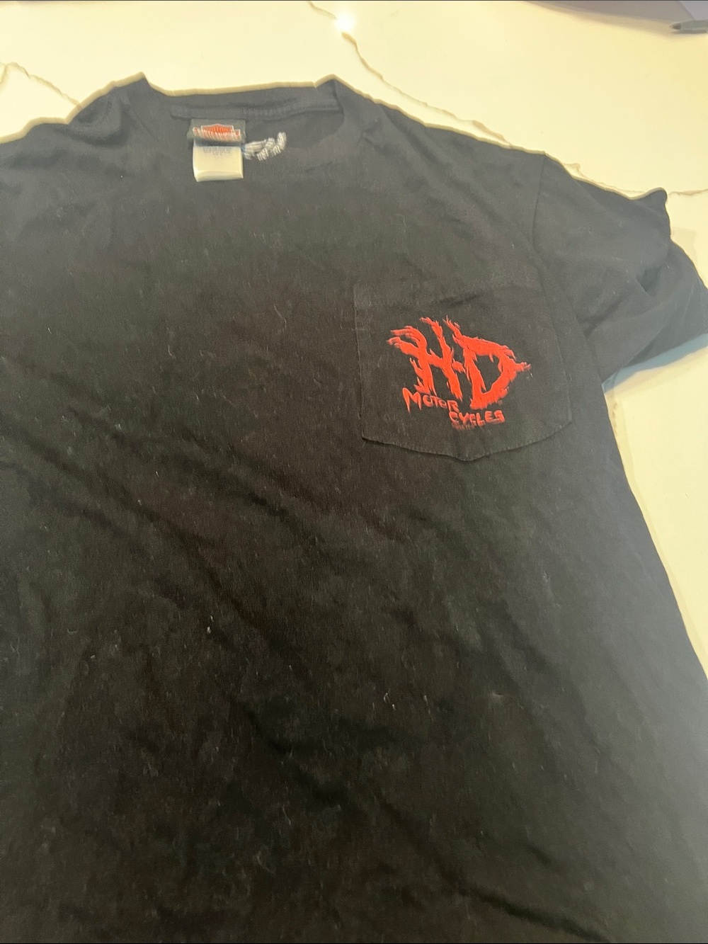 Harley-Davidson Black Short Sleeve Tee with Red Pocket Graphic